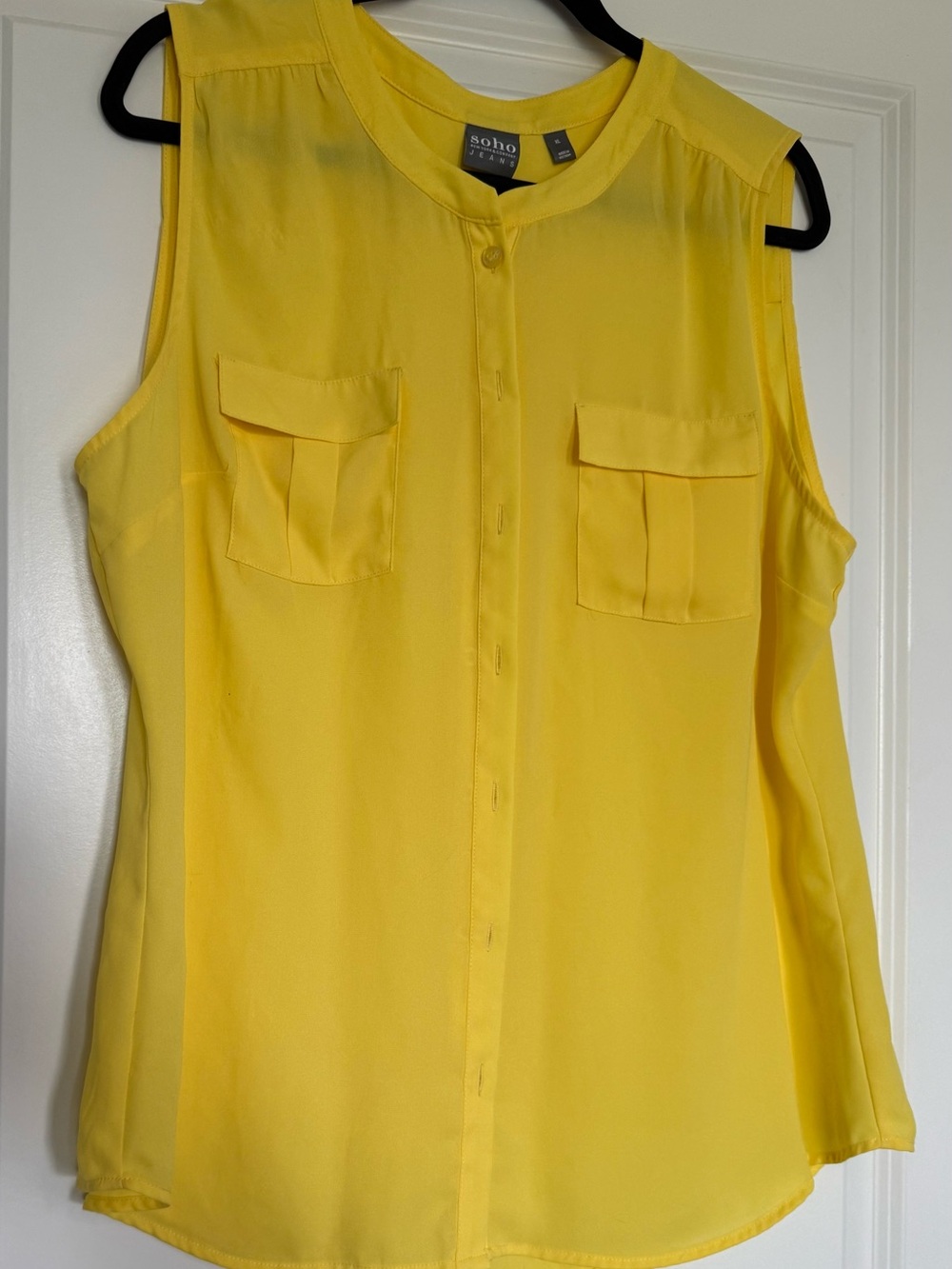 Soho Bright Yellow Sleeveless Button-Front Blouse